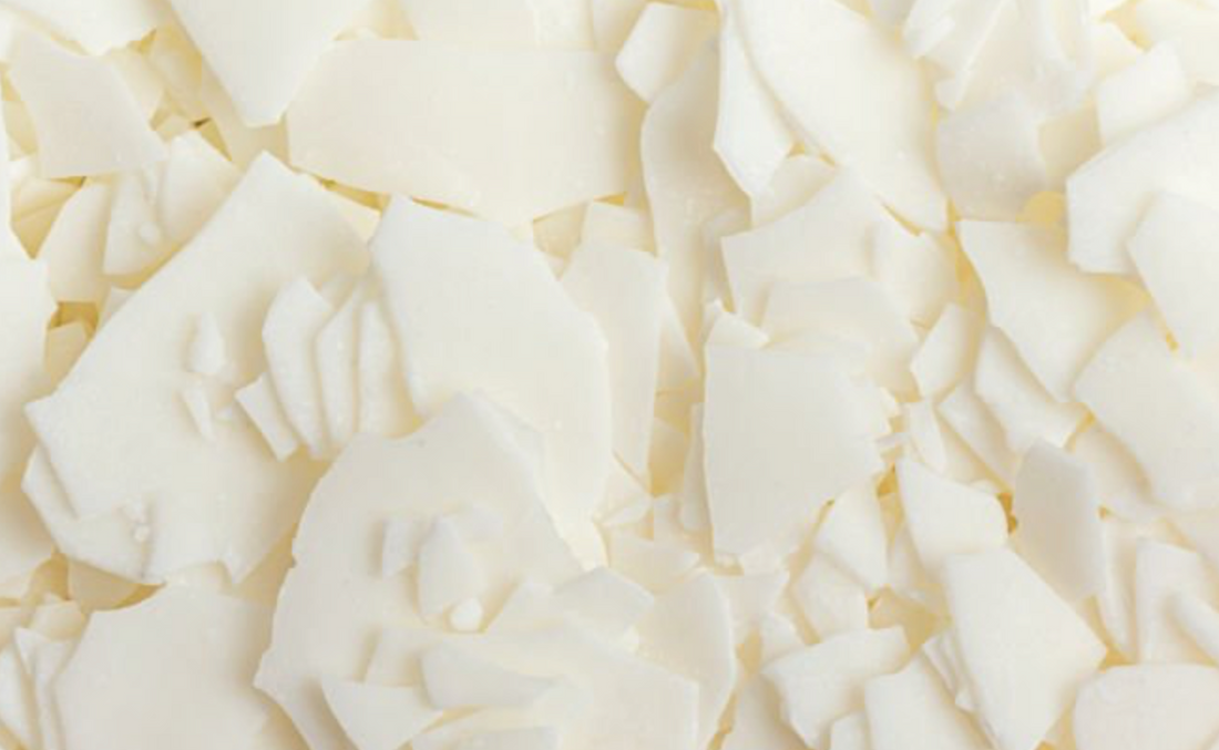 Close up of soy wax flakes